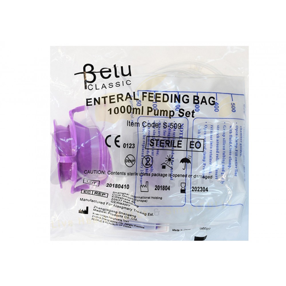 Betu Enteral Feeding Bag 1000 ml Pump Set S509 - ALCOR PUMP 